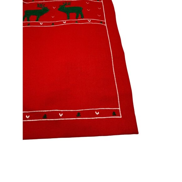Carson Pirie Scott Red Green Reindeer Cloth Placemats Set of 6 Christmas Table - Picture 2 of 7